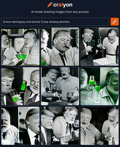 craiyon_032005_Ernest_Hemingway_and_Donald_Trump_drinking_absinthe