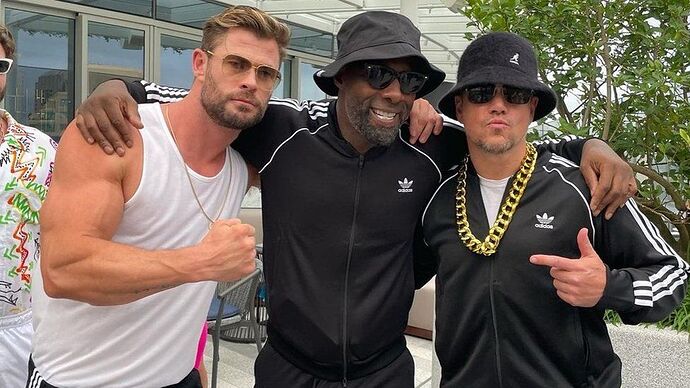 Thor stars Chris Hemsworth, Idris Elba and Matt Damon at a party in Sydney