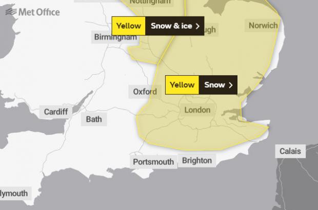 Snow warning across parts of Sussex